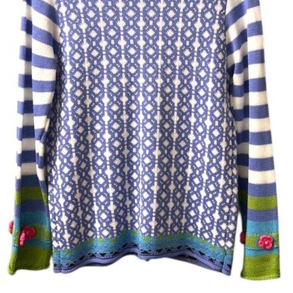 Misslook Light Blue Multi Pattern Button Down Kni… - image 8